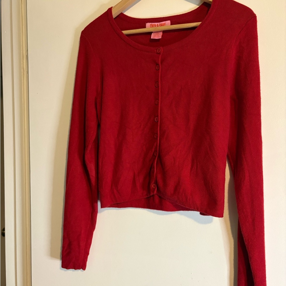 Women's Red Cardigan Sweater